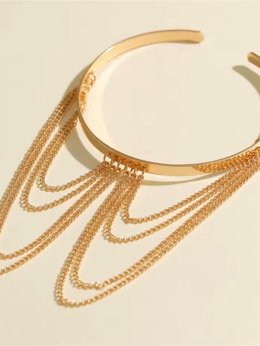 Gold Silver Arm Chain Cuff with Draped Chains - Picture 4 of 4